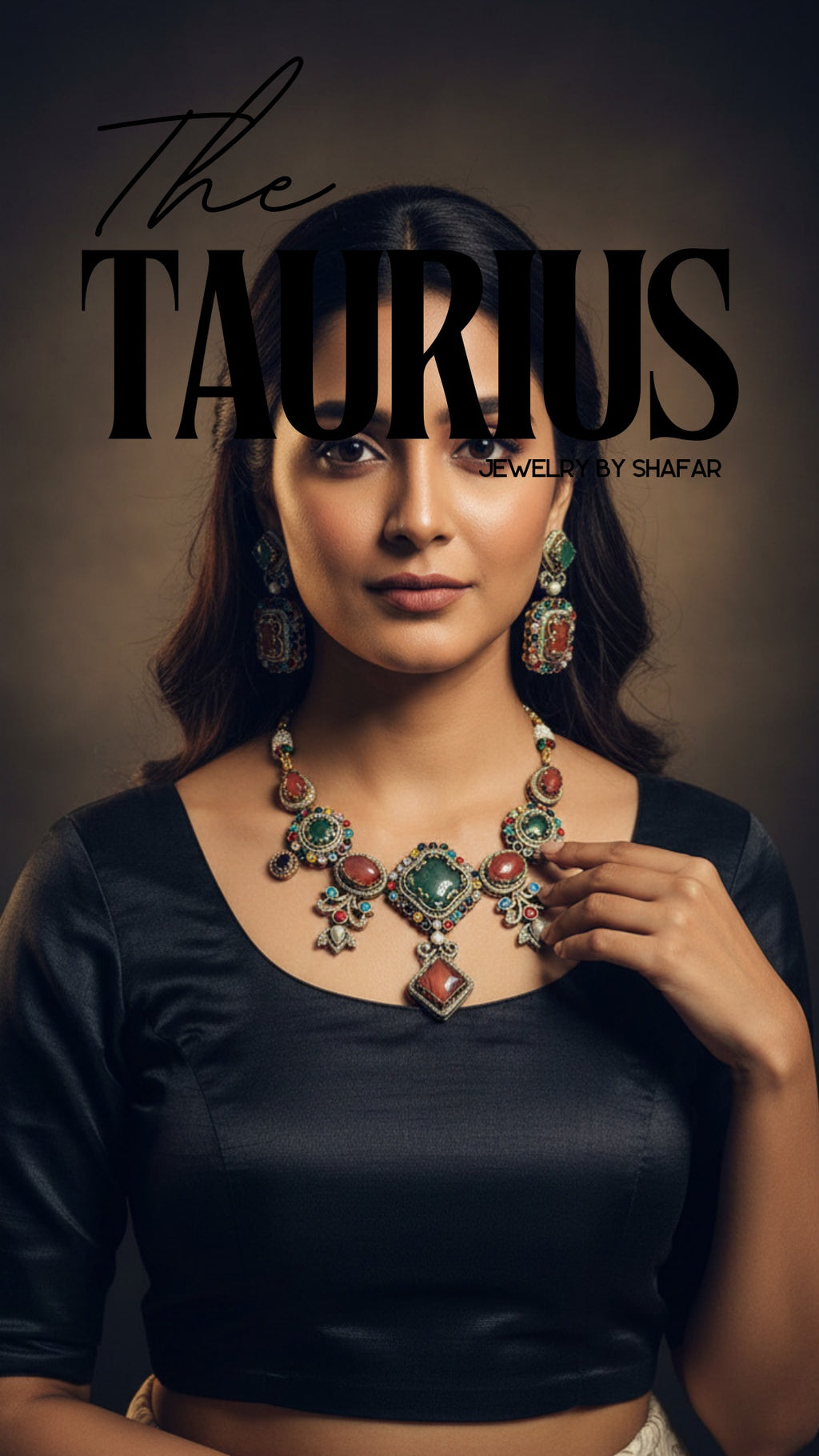 Sabyasachi Inspired Navratan Stone Necklace & Earrings Set