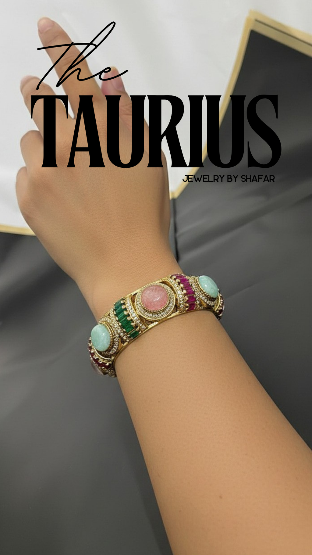 Multi Stone American Diamond Traditional Gold Kada