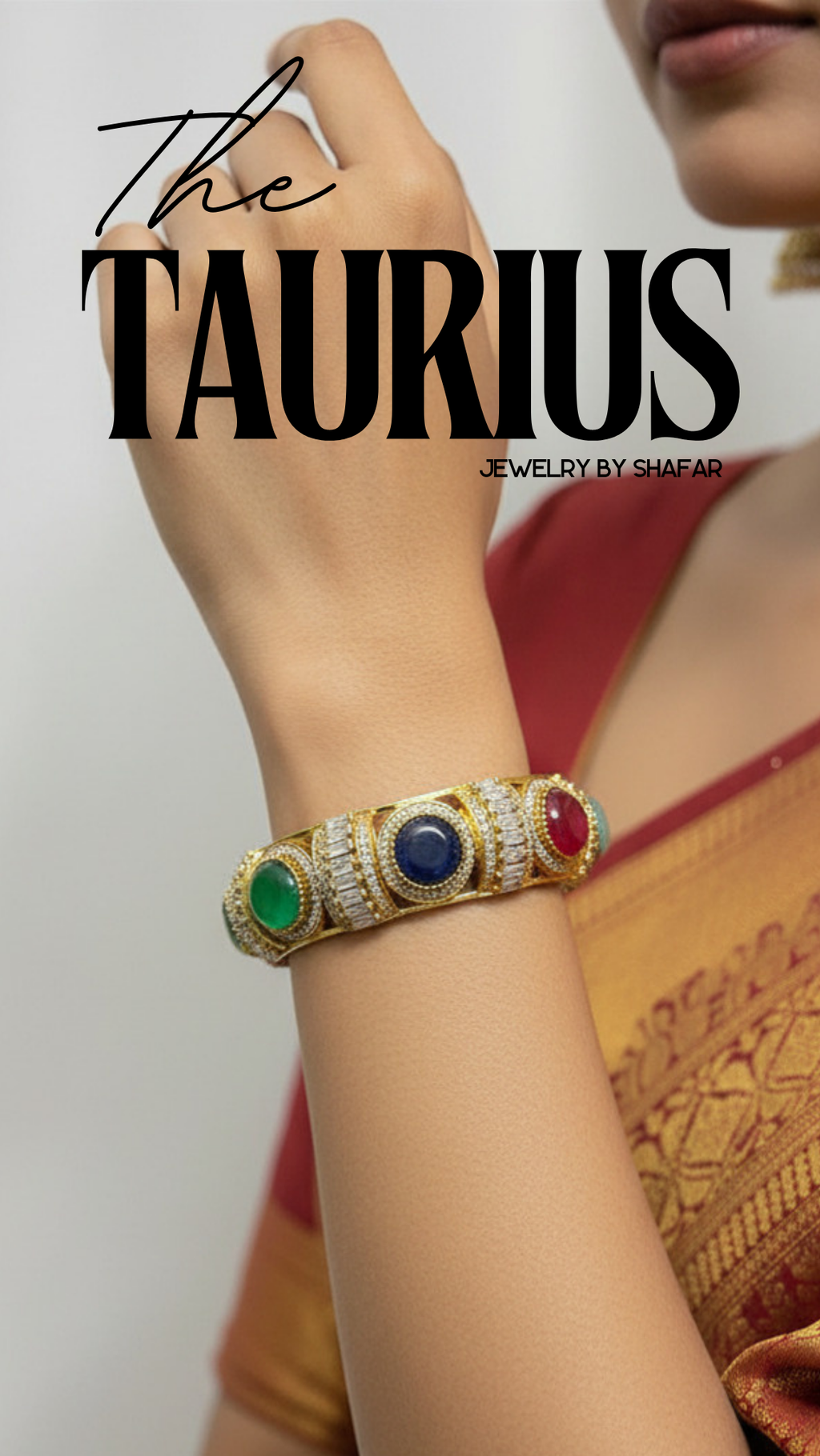 Navratna Multi Stone American Diamond Traditional Gold Kada