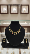 Pink Stone Teardrop Necklace Set with Earrings