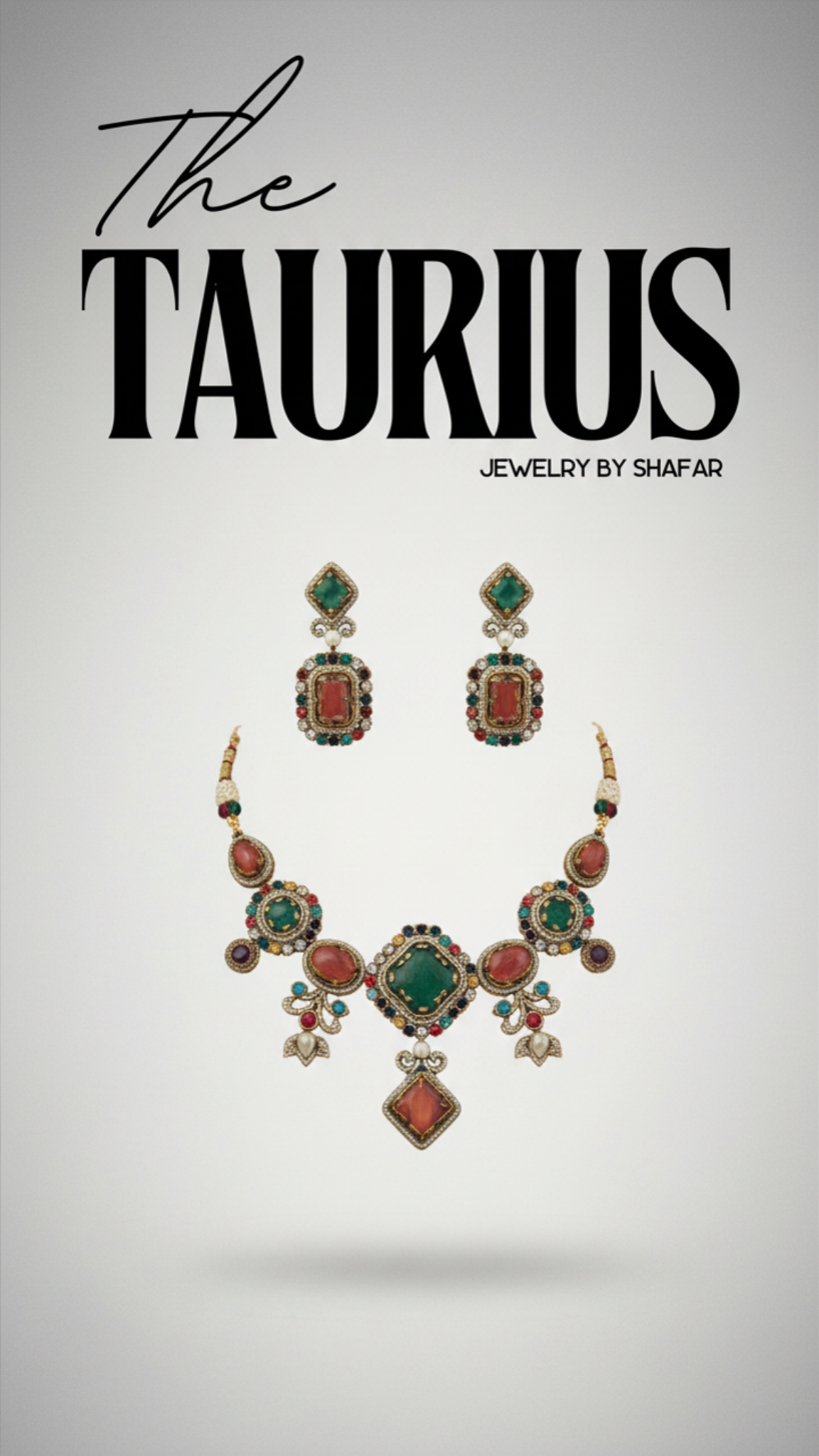 Sabyasachi Inspired Navratan Stone Necklace & Earrings Set