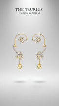 AD Floral Ear Cuff with Citrine Teardrop Drop