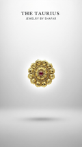 Antique Gold Lotus Petal Ruby Centre Adjustable Ring