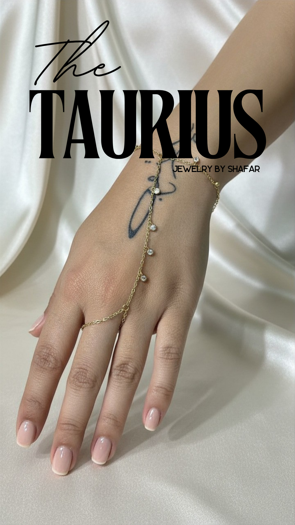 18K Gold Plated Hand Chain Bracelet Ring