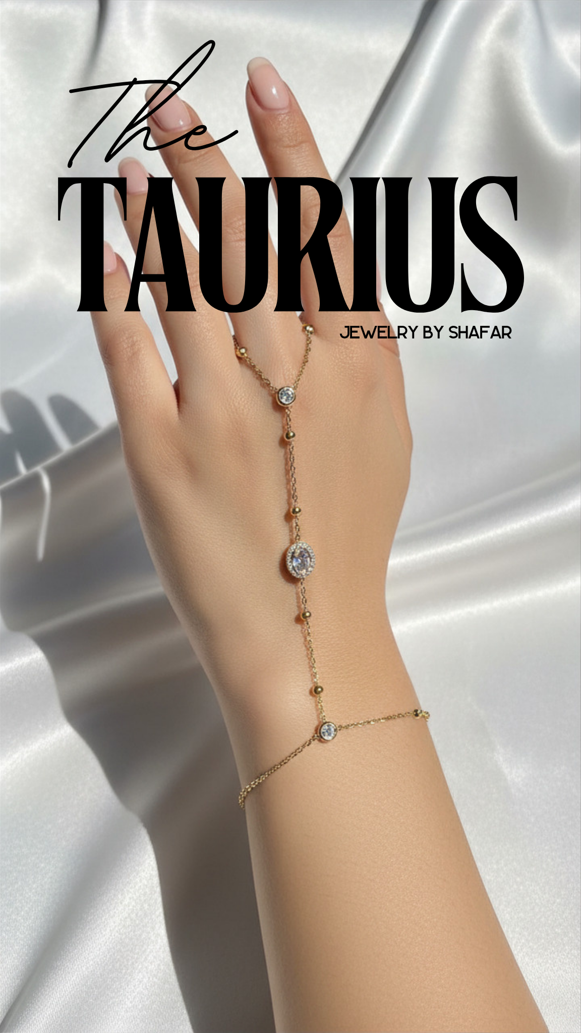 18K Gold Plated Oval Crystal Hand Chain