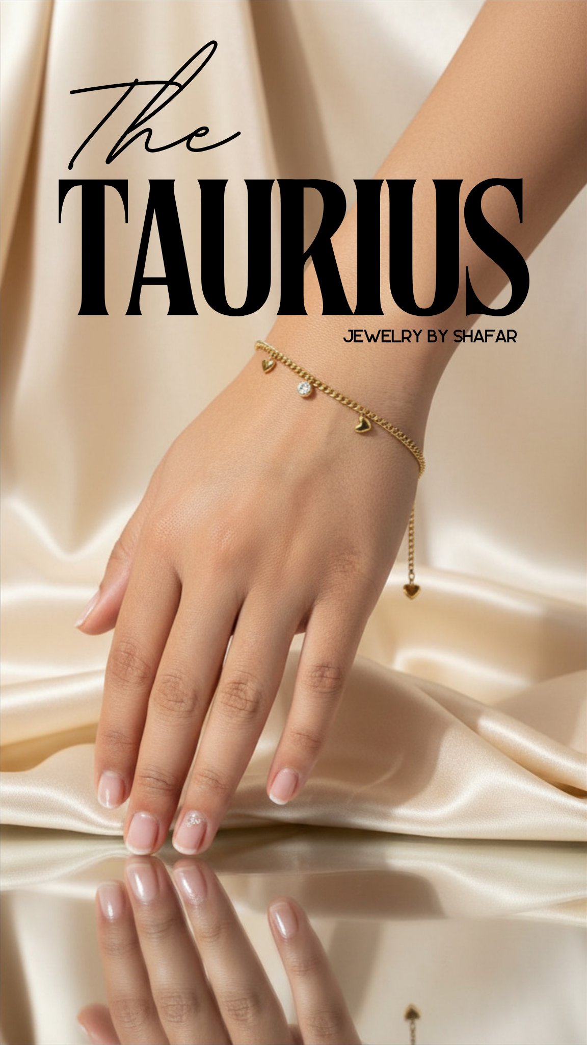 18K Gold Plated Heart & Crystal Charm Bracelet