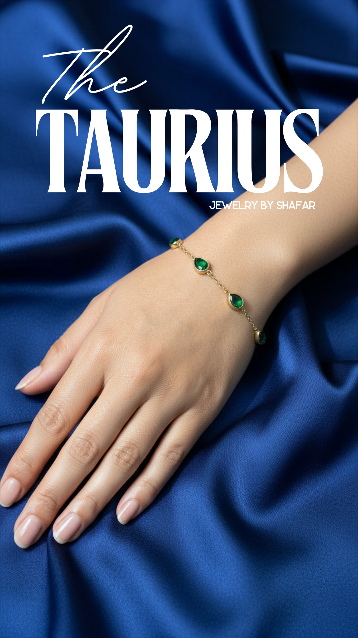 18K Gold Plated Emerald Teardrop Station Bracelet