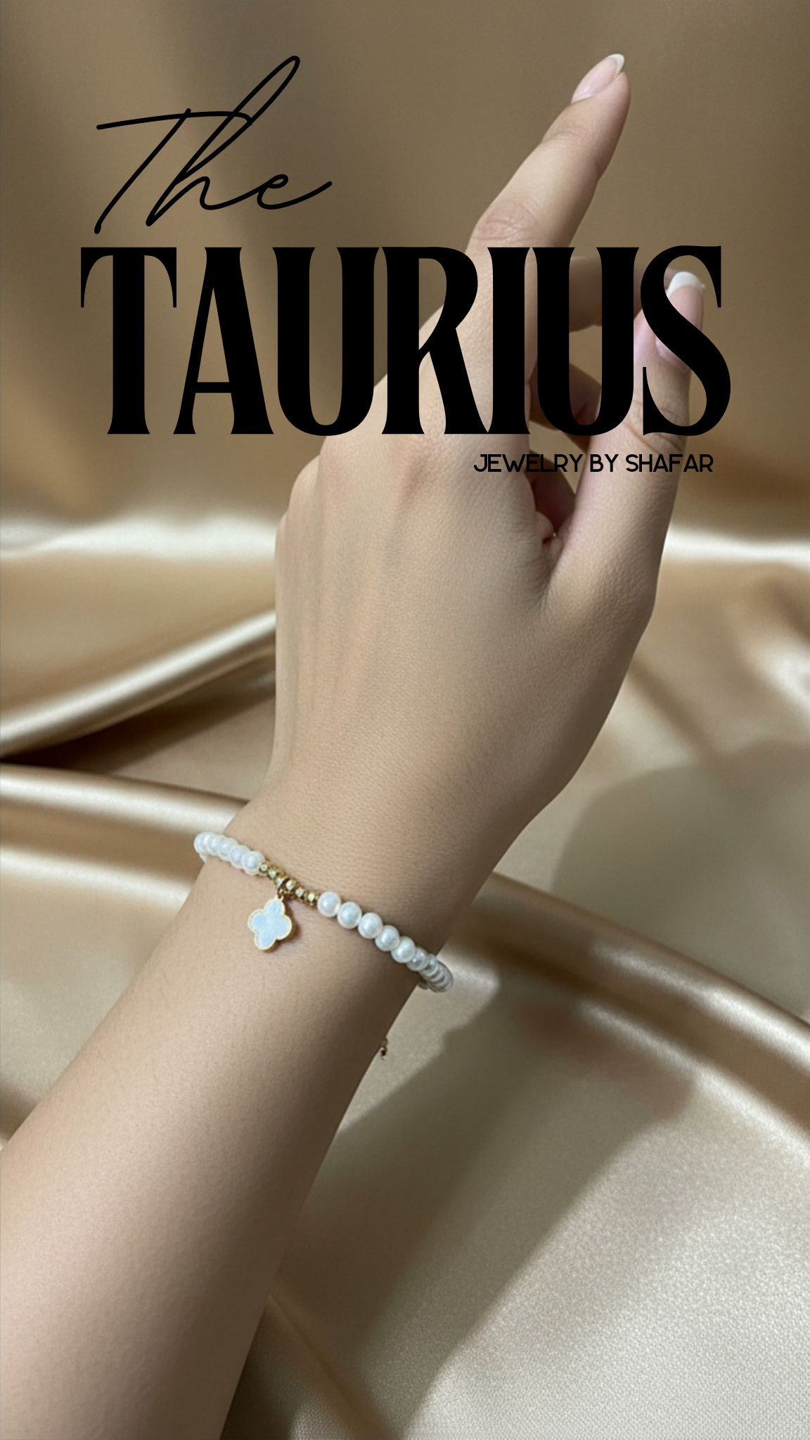 18K Gold Plated Pearl & Clover Charm Bracelet
