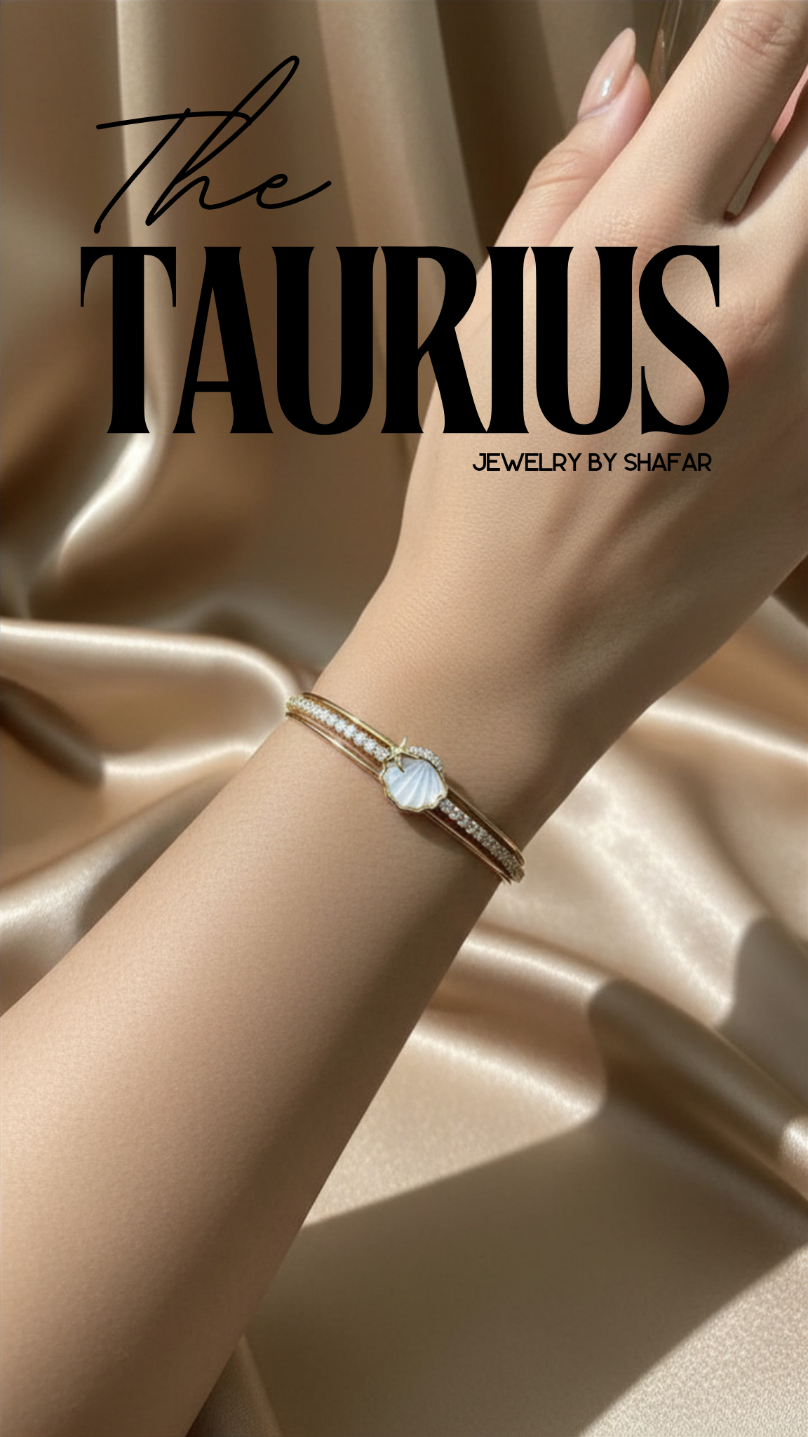 18K Gold Plated Moonstone & Crystal Stacked Bangle Set