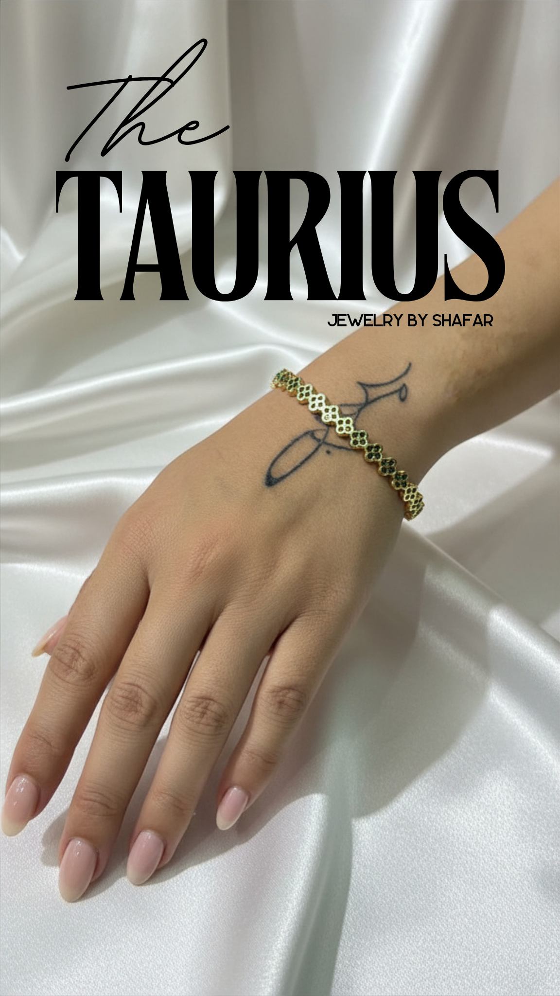18K Gold Plated Black & Green Diamond-Pattern Bangle
