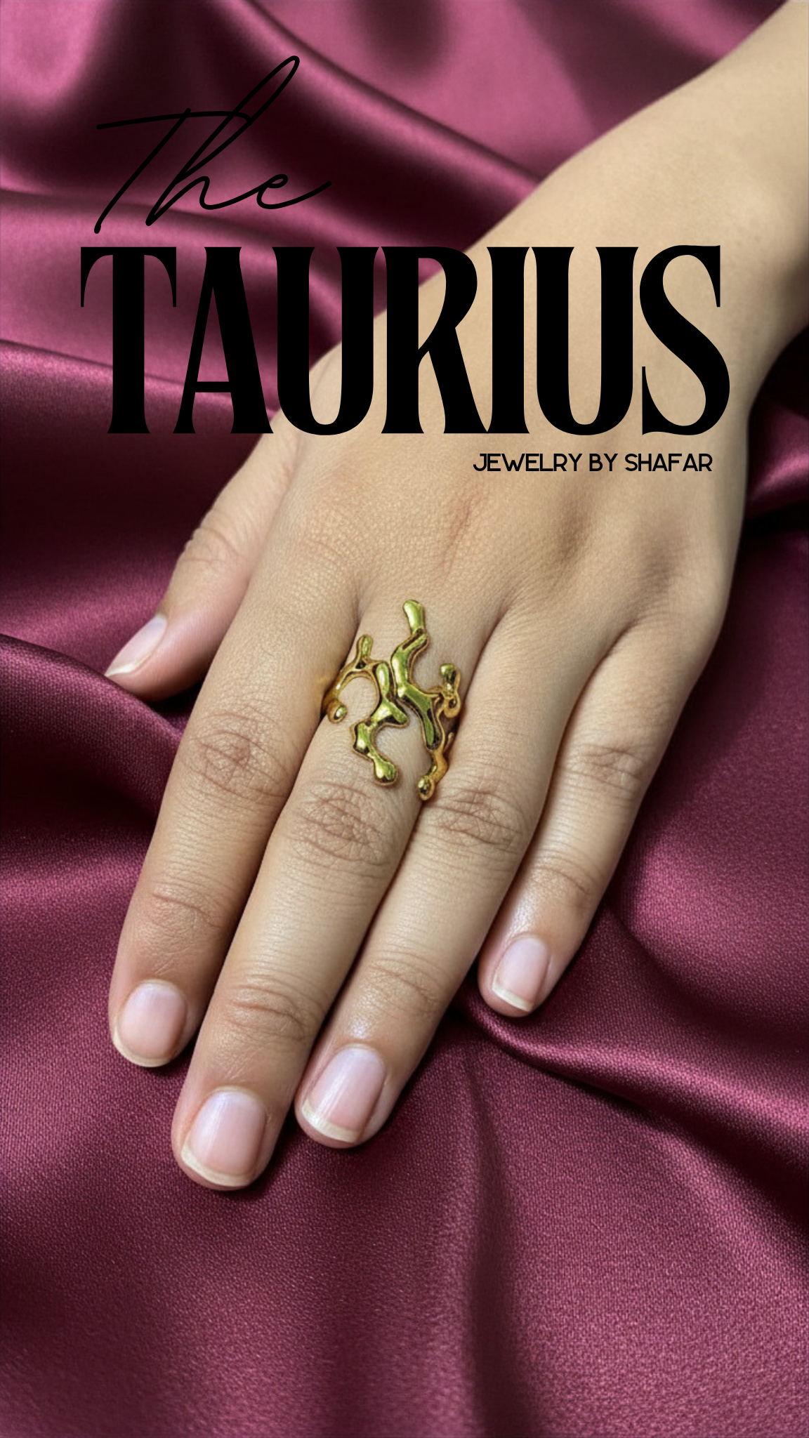 18K Gold Plated Abstract Molten Adjustable Ring - Anti Tarnish & Waterproof
