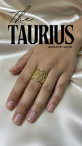 18K Gold Plated Wide Band Wave Cutout Adjustable Ring - Anti Tarnish & Waterproof