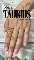 18K Gold Plated Triple Band Ball Stacked Adjustable Ring - Anti Tarnish & Waterproof