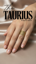 18K Gold Plated Quad Beaded Band Stacked Adjustable Ring - Anti Tarnish & Waterproof