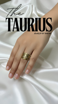 18K Gold Plated Multi-Texture Stacked Band Adjustable Ring - Anti Tarnish & Waterproof