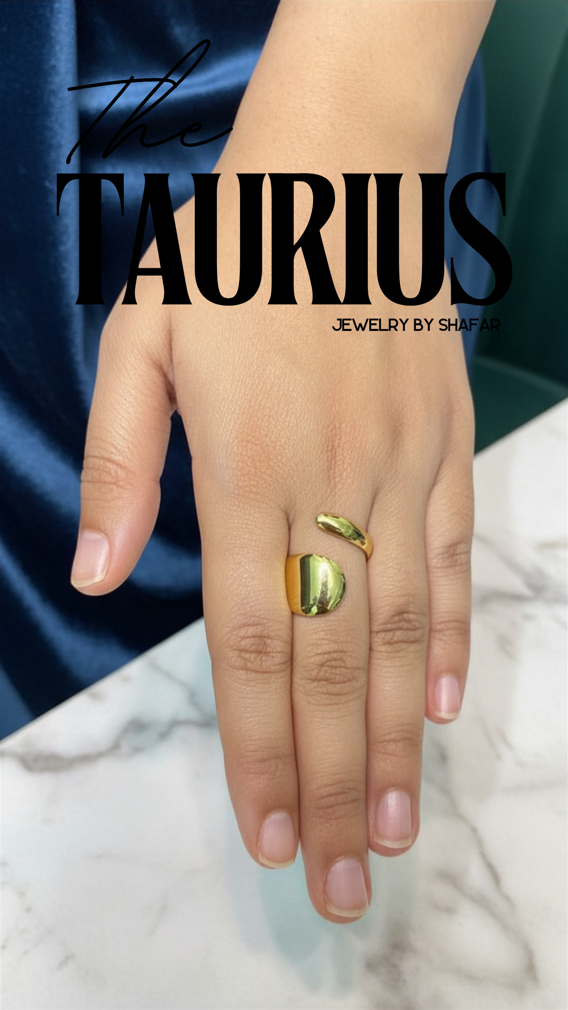 18K Gold Plated Bold Dome Wrap Adjustable Ring - Anti Tarnish & Waterproof