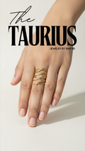 18K Gold Plated Woven Lattice Wide Band Adjustable Ring - Anti Tarnish & Waterproof
