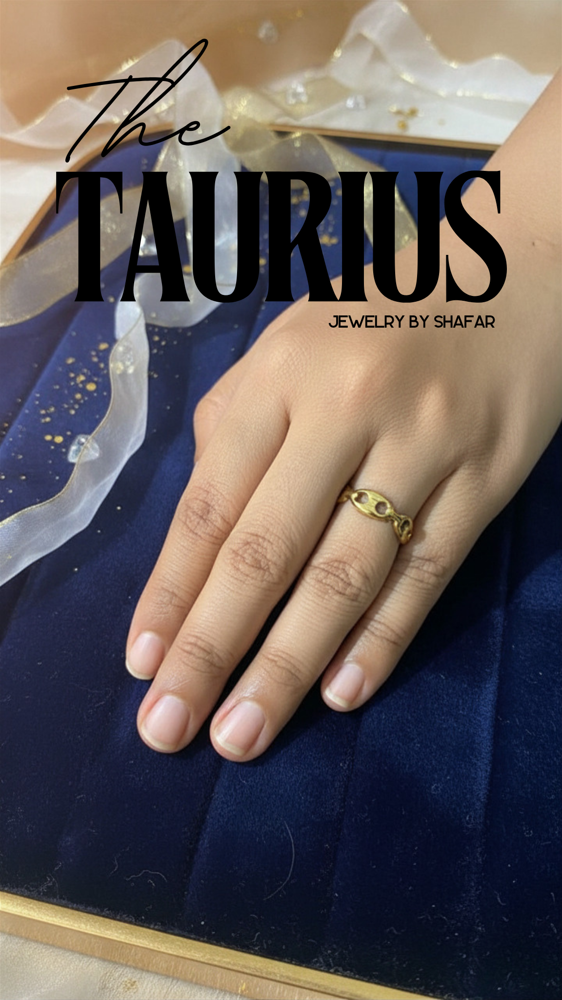 18K Gold Plated Marine Chain Link Adjustable Ring - Anti Tarnish & Waterproof