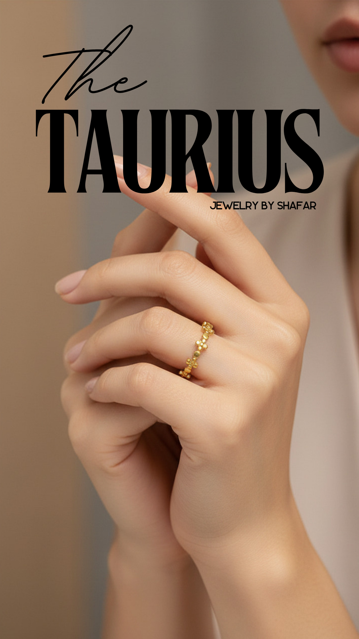 18K Gold Plated Delicate Floral Eternity Band Adjustable Ring - Anti Tarnish & Waterproof