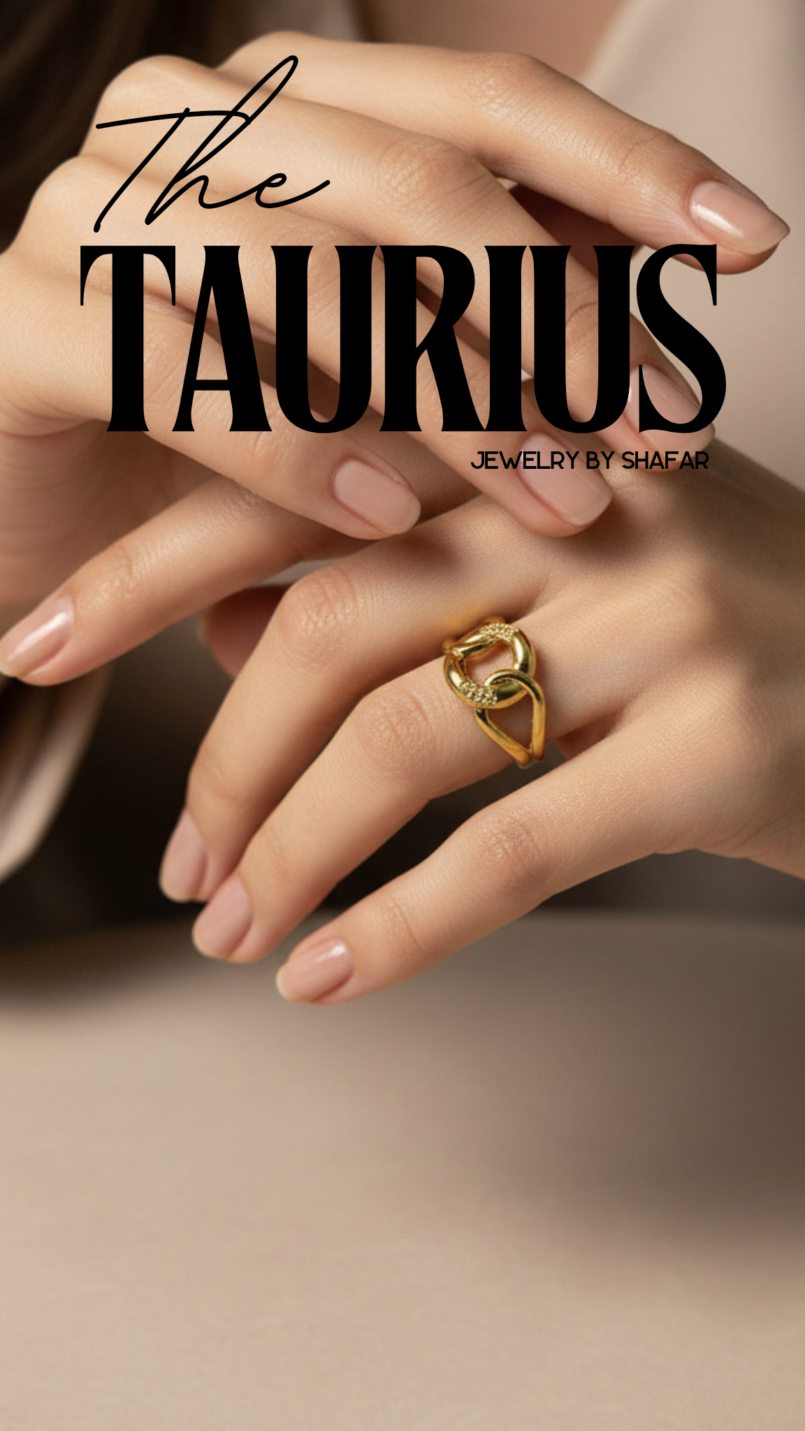18K Gold Plated Double Heart Interlocked Adjustable Ring - Anti Tarnish & Waterproof