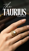 18K Gold Plated Moonstone Oval Multi-Band Stacked Adjustable Ring - Anti Tarnish & Waterproof