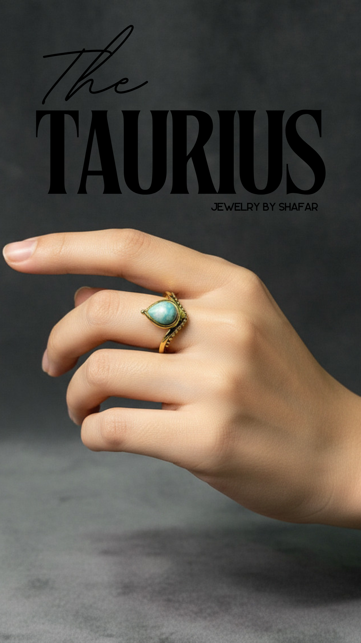 18K Gold Plated Turquoise Teardrop Filigree Vine Adjustable Ring - Anti Tarnish & Waterproof