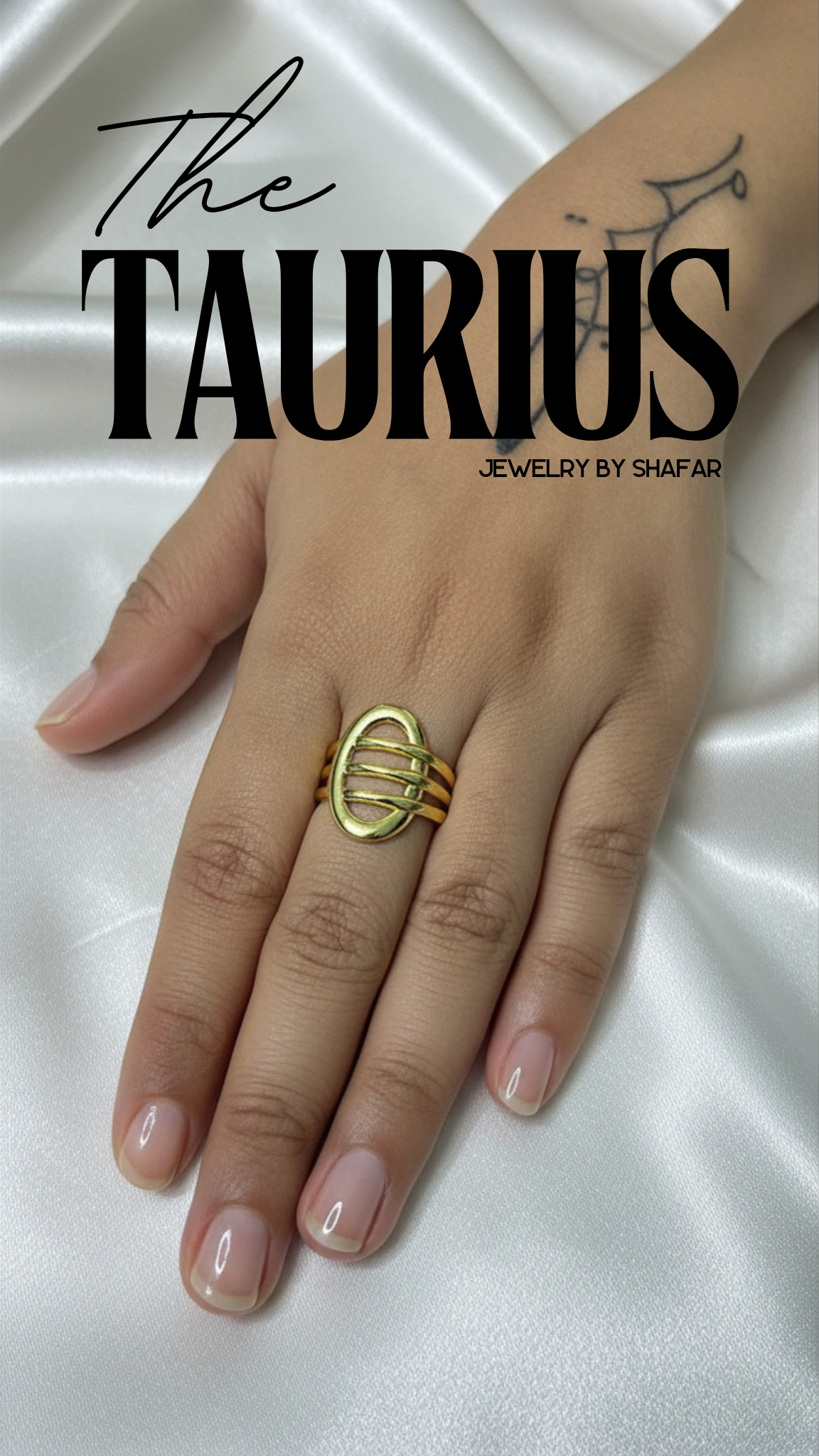 18K Gold Plated Oval Buckle Triple Band Adjustable Ring - Anti Tarnish & Waterproof
