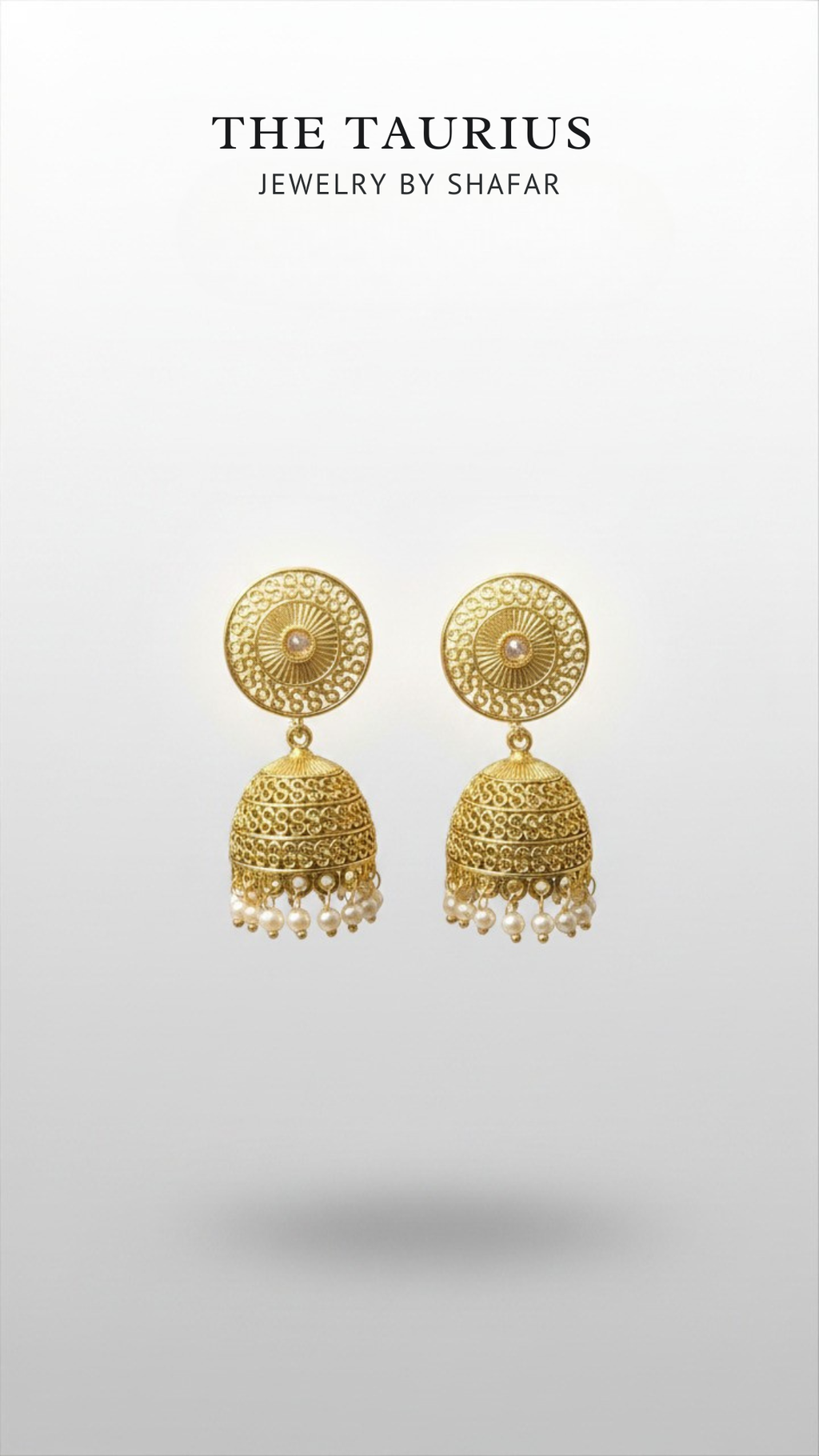 Antique Gold Filigree Jhumka Earrings with Pearl Drops