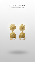 Antique Gold Filigree Jhumka Earrings with Pearl Drops