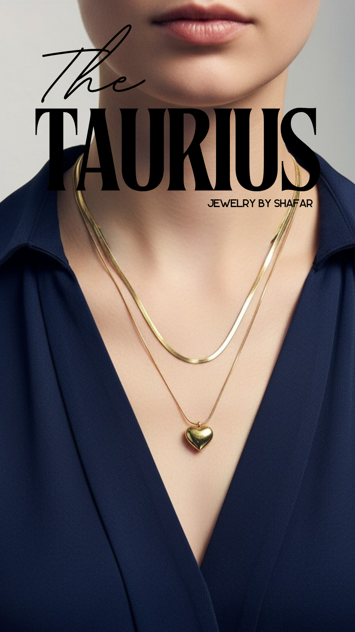Double Layer Herringbone & Puffy Heart Necklace
