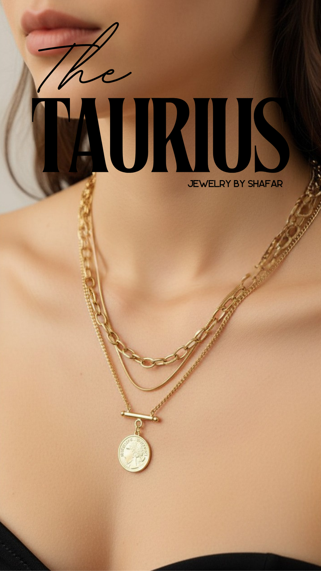Triple Layer T-Bar Coin Pendant Necklace
