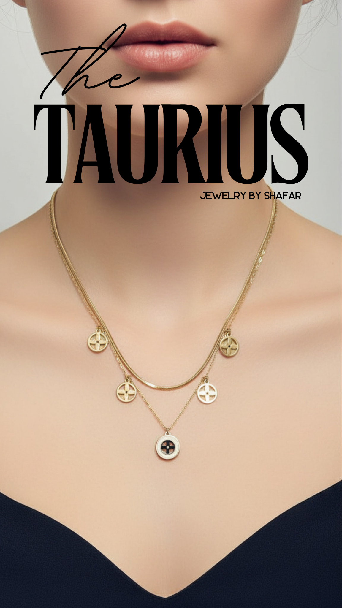 Double Layer Cross Charm Drop Necklace