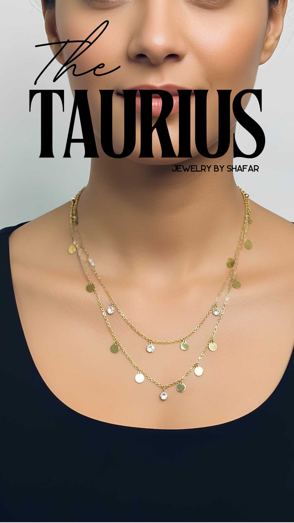 Double Layer Coin & Diamond Drop Necklace