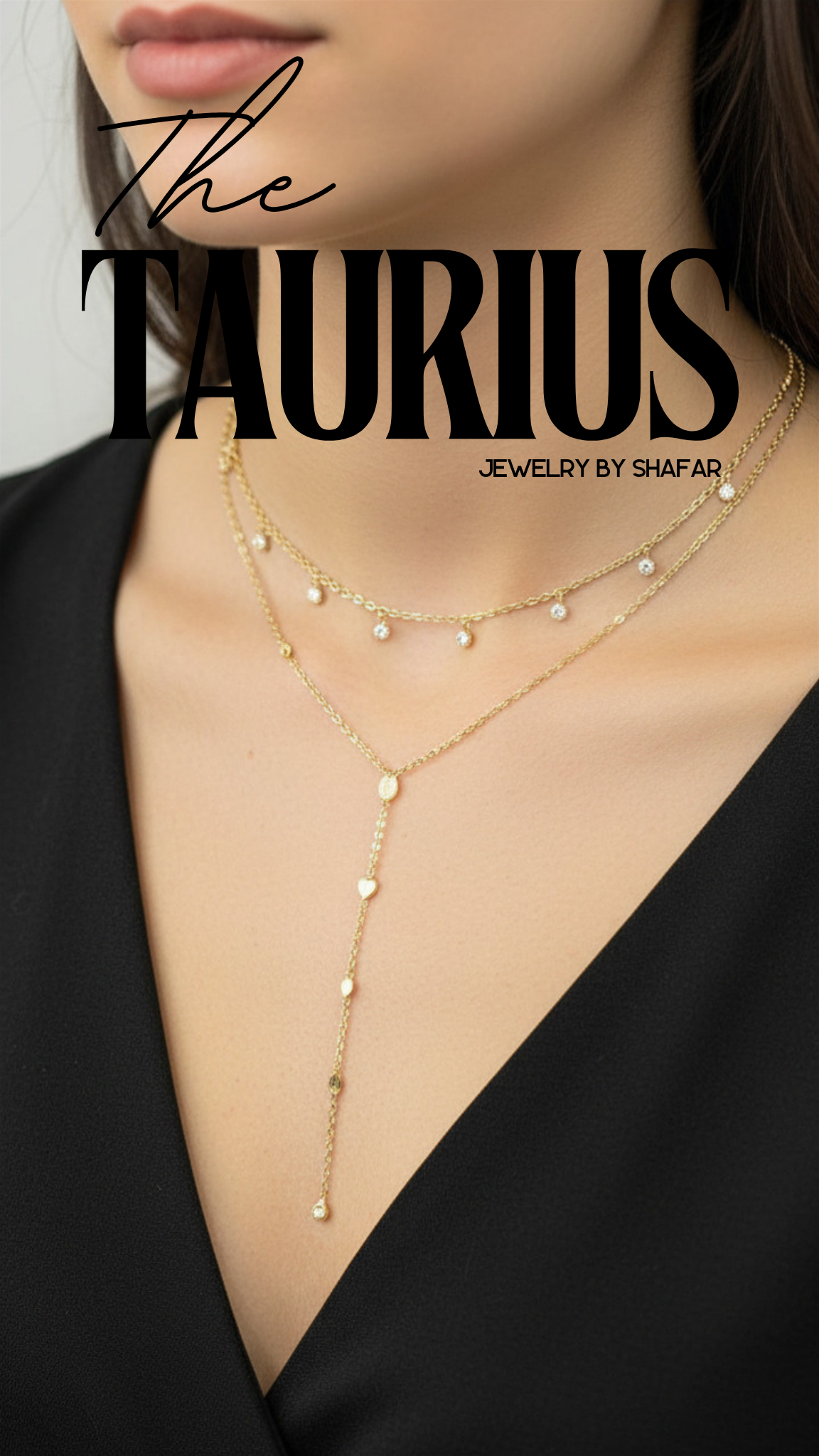 American Diamond Layered Lariat Necklace