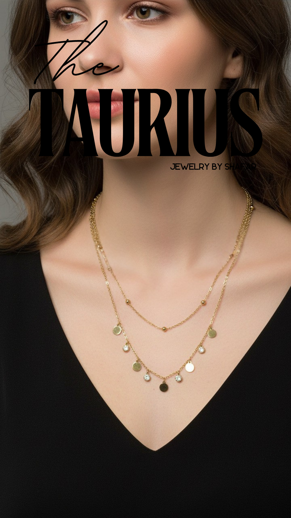 Gold Coin & Crystal Charm Layered Necklace