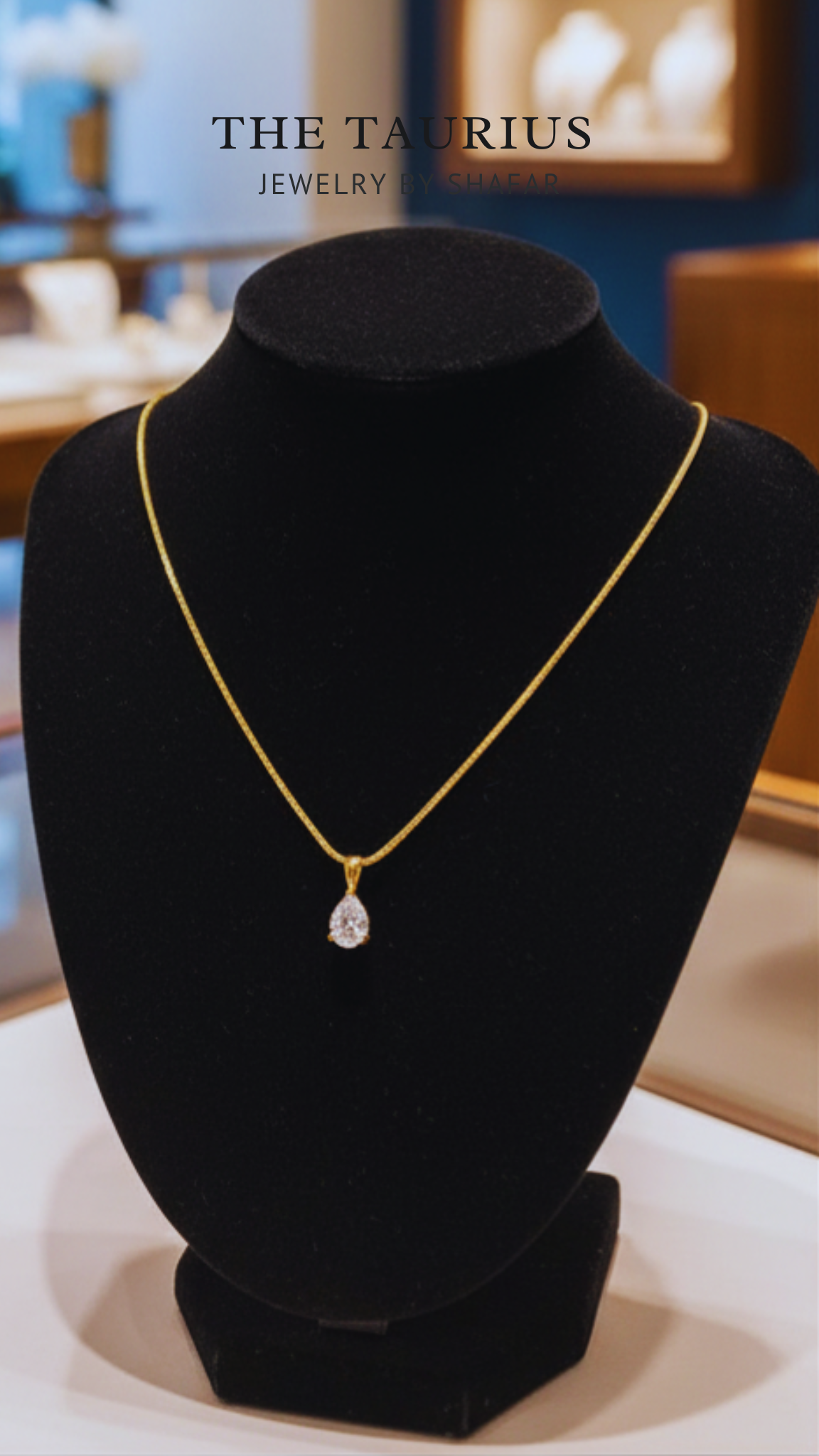 Solitaire Teardrop Pendant Necklace