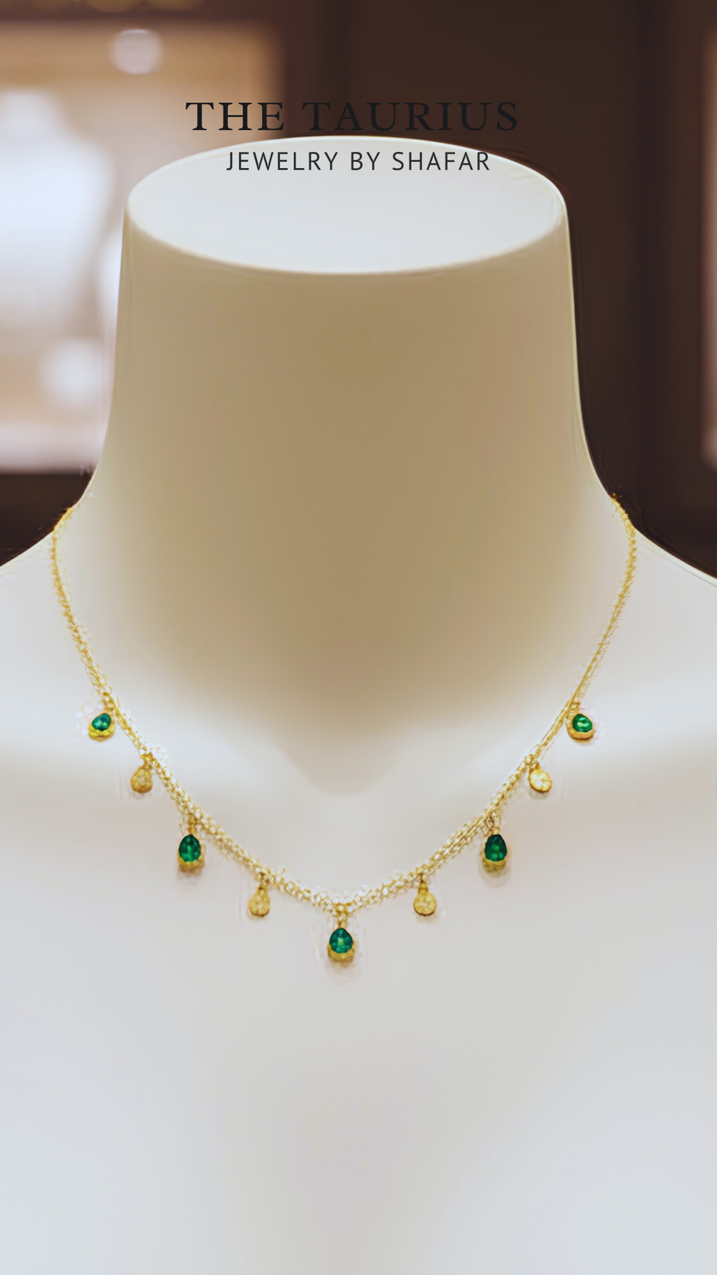 Emerald Green Droplet Charm Necklace