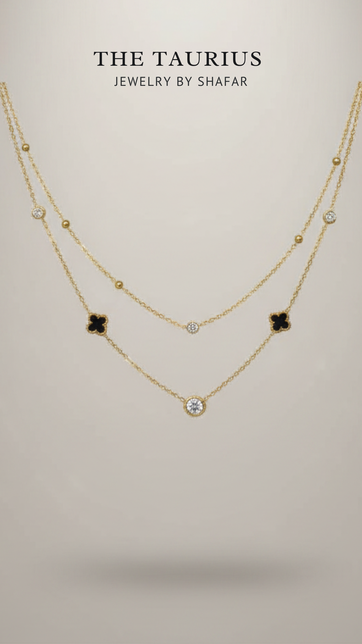 Double Layer Clover & Diamond Necklace