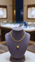 Double Layer Herringbone & Puffy Heart Necklace