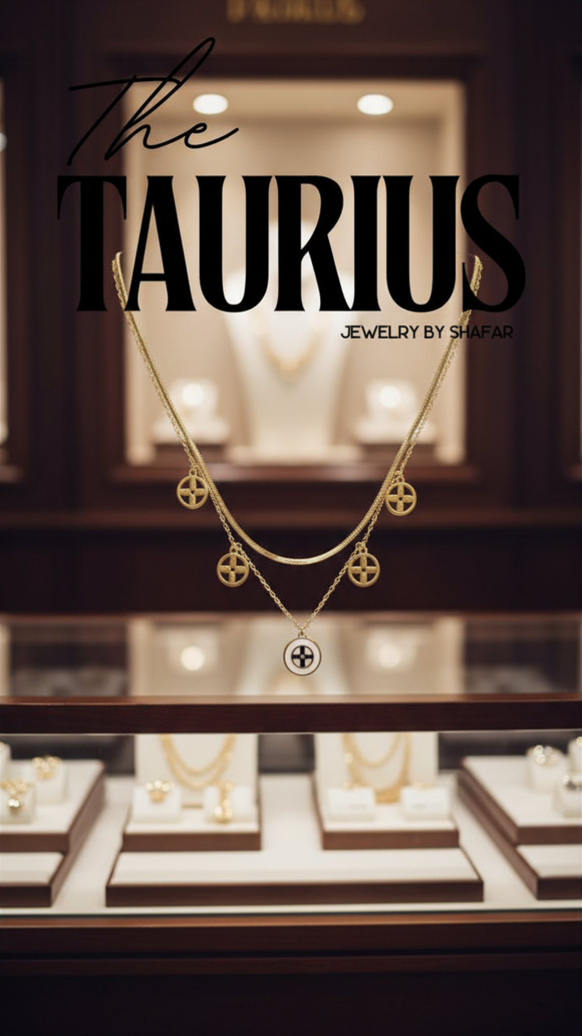 Double Layer Cross Charm Drop Necklace