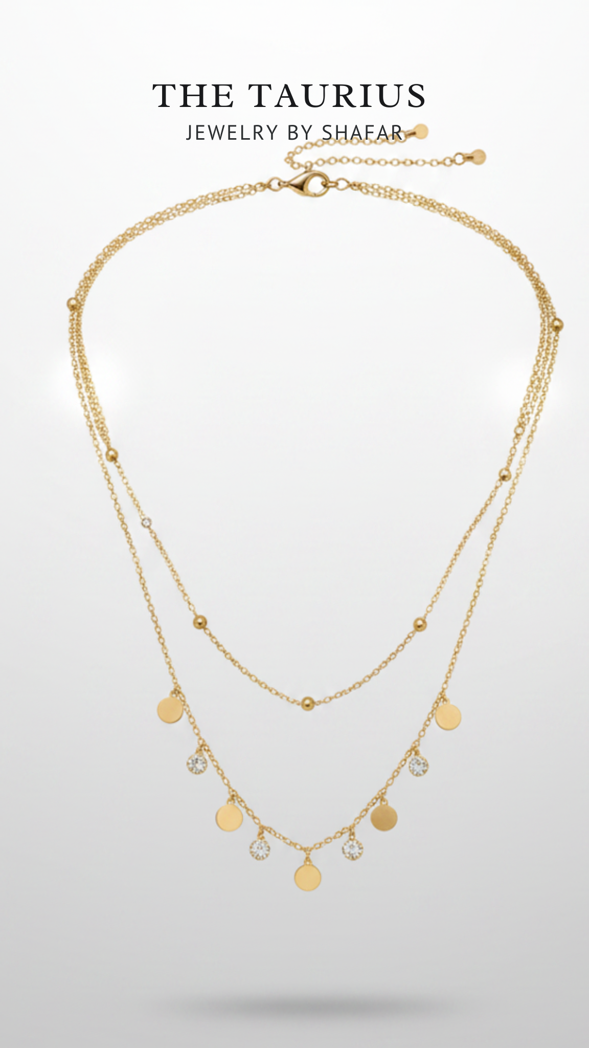 Gold Coin & Crystal Charm Layered Necklace