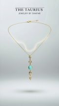 Gold Turquoise & Diamond Geometric Drop Pendant Necklace