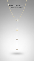 Gold Diamond Four-Petal Flower Lariat Y-Drop Necklace