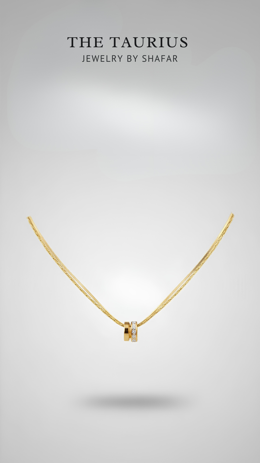 Gold Diamond Ring Slider Double Herringbone Chain Necklace