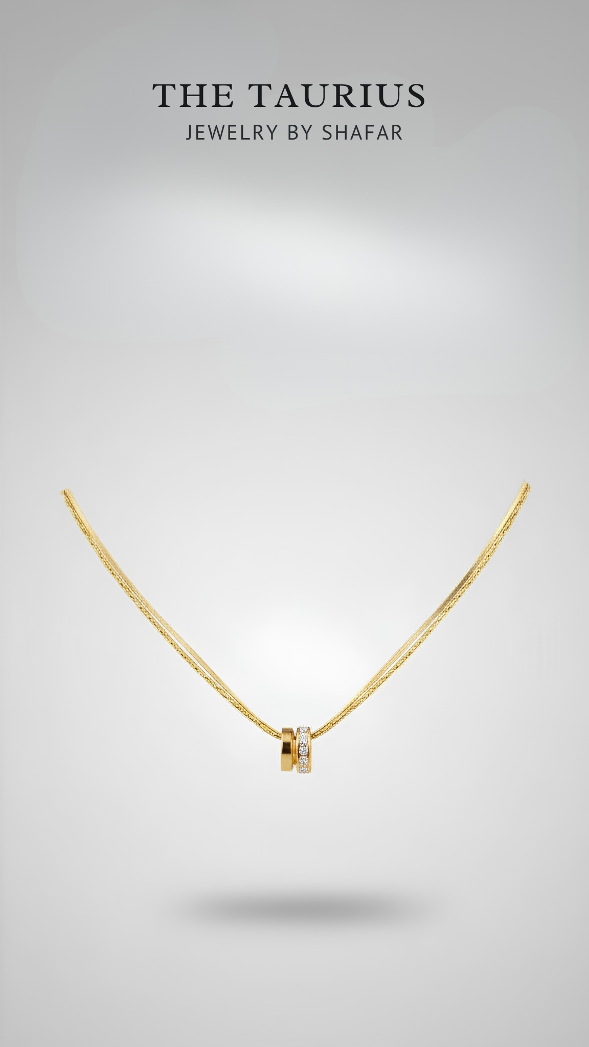 Gold Diamond Ring Slider Double Herringbone Chain Necklace