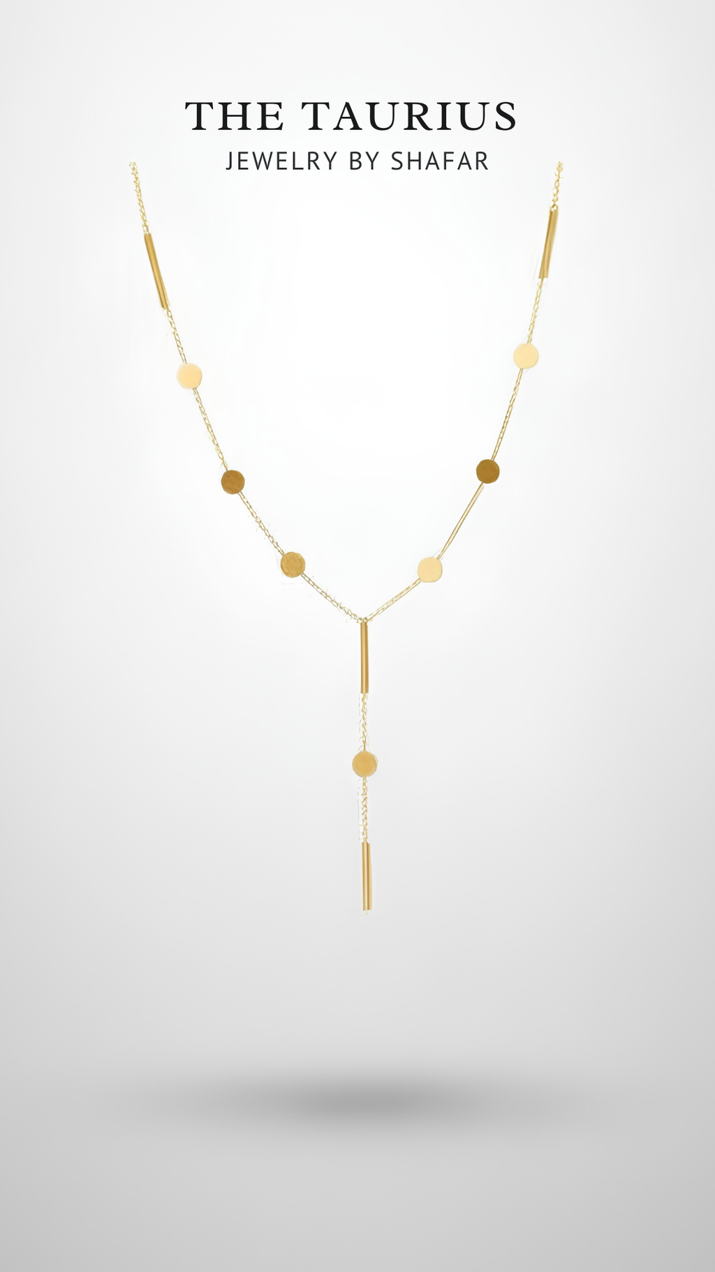 Gold Coin Disc & Bar Lariat Y-Drop Station Necklace
