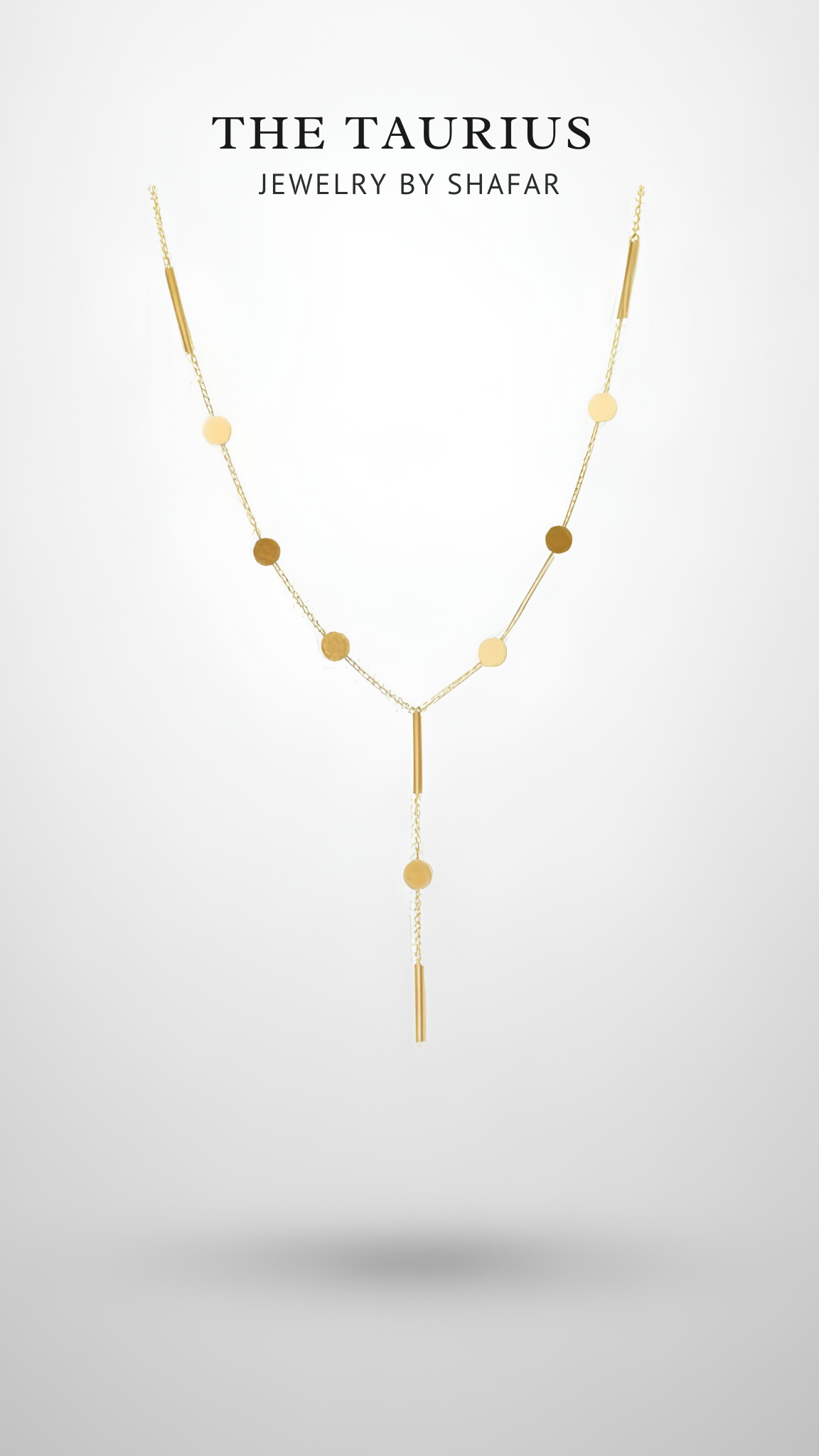 Gold Coin Disc & Bar Lariat Y-Drop Station Necklace