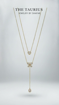Gold Diamond Butterfly & Heart Layered Lariat Necklace