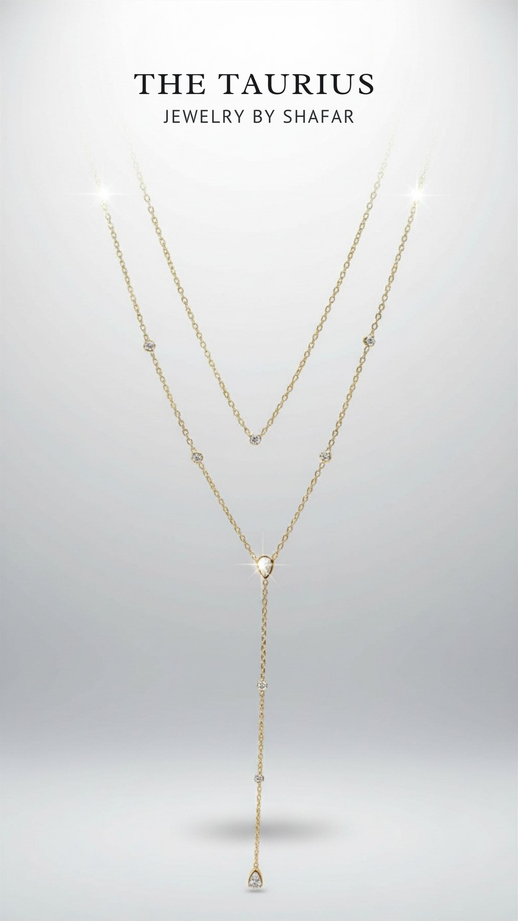 Gold Diamond Station & Teardrop Lariat Layered Necklace