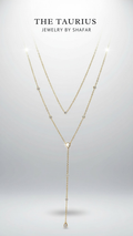 Gold Diamond Station & Teardrop Lariat Layered Necklace